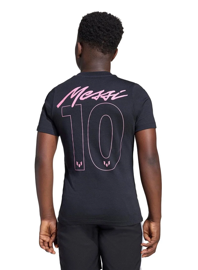 اديداس تيشيرت جرافيك ميسي أسود للأطفال